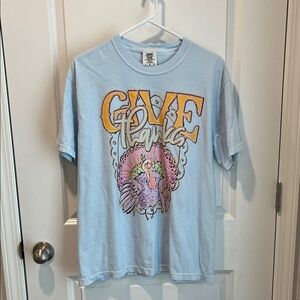 Light Blue Graphic Tee with Turkey Design